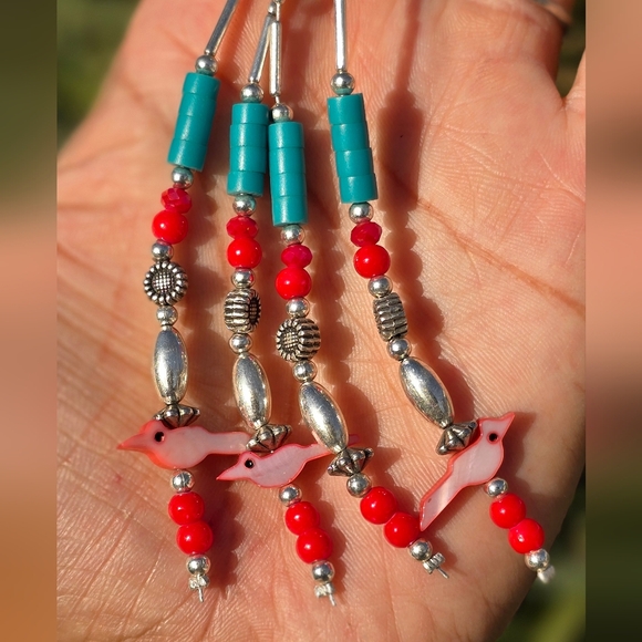 Southwestern Native American style heishi dangling tassle hair barrettes - Picture 13 of 16